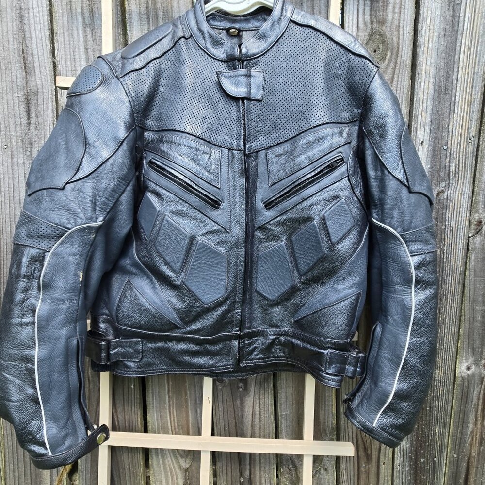 Echtes Leder Mens Leather Motorcycle Jacket Padded Genuine Moto Rider Biker 42